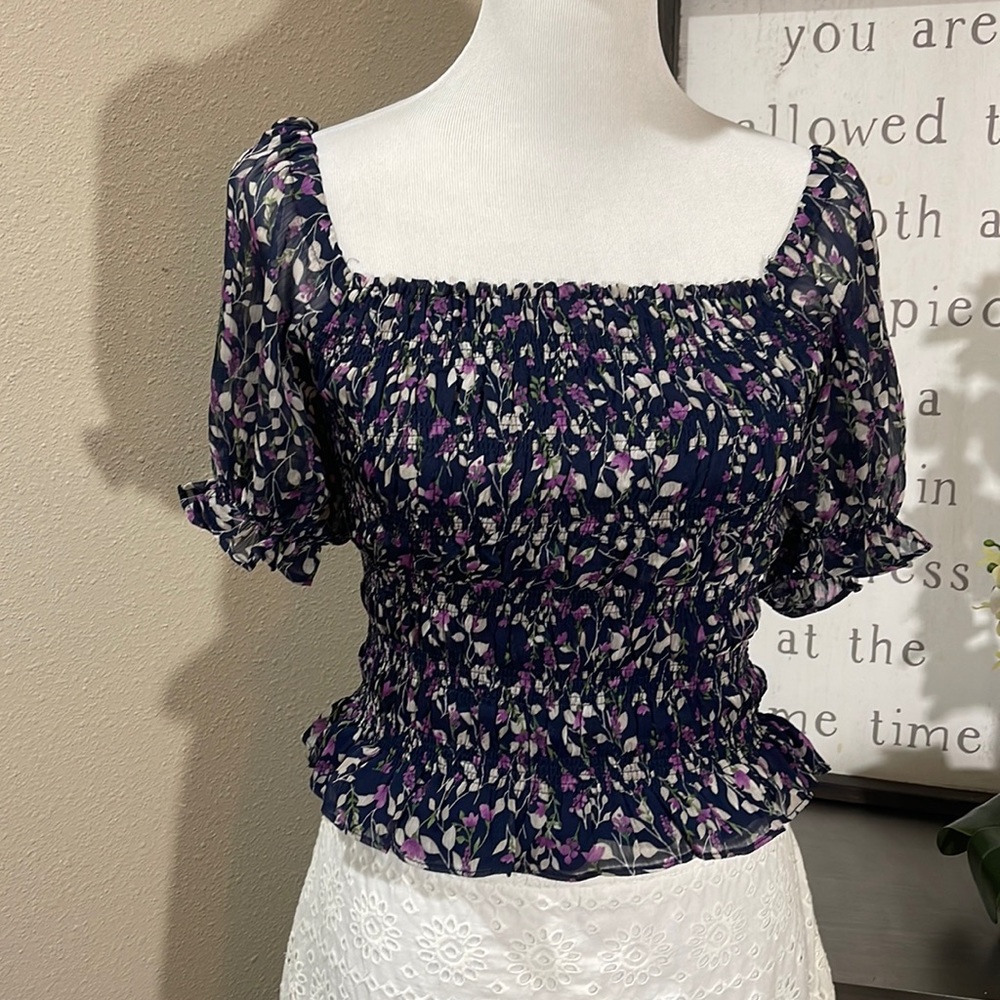 Floral Smocked off the shoulder Top TRN 19
